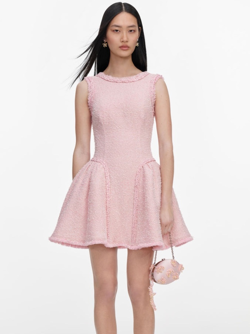 NWOT Self-Portrait PINK BOUCLE SLEEVELESS MINI DRESS